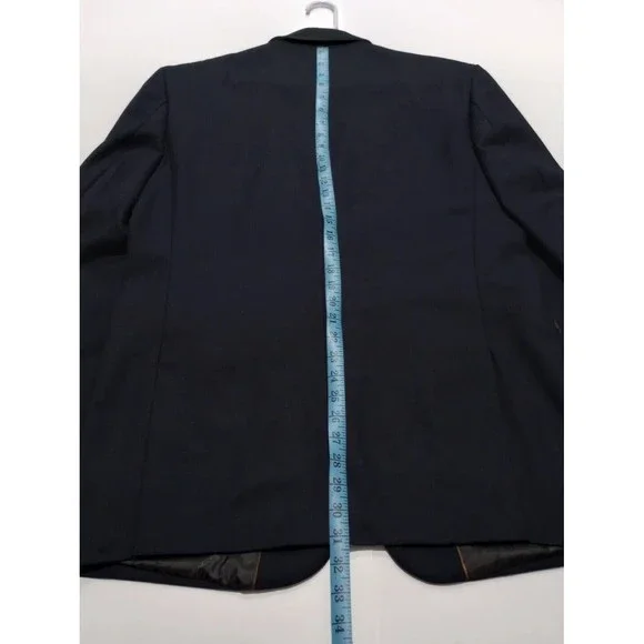 *FALL/WINTER* Stacy Adams Gold Men's Size 40R Dark Blue Plaid Pattern Blazer